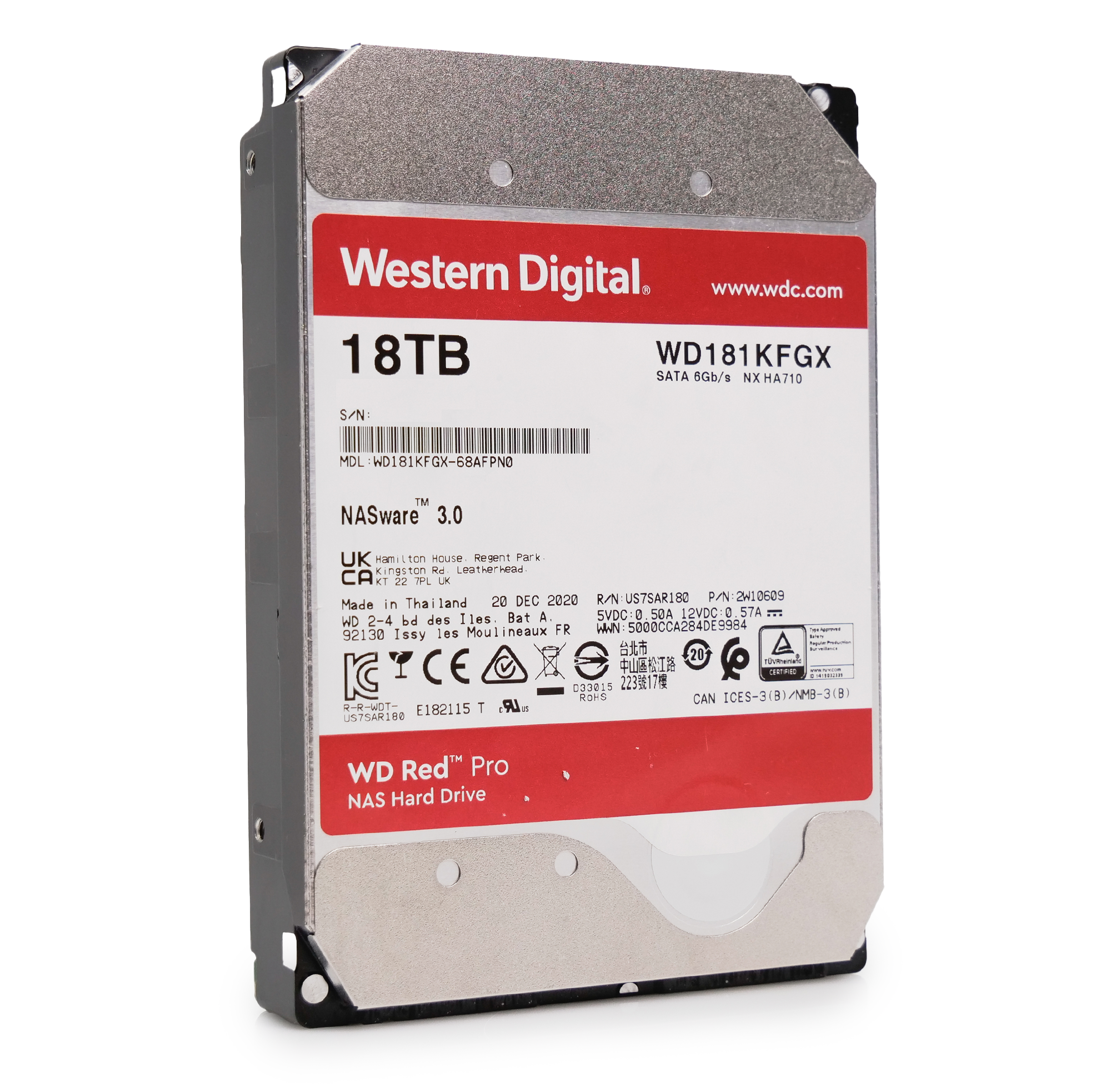 Western Digital Red Pro WD181KFGX 18TB 7.2K RPM SATA 6Gb/s 512e 3.5in Refurbished HDD