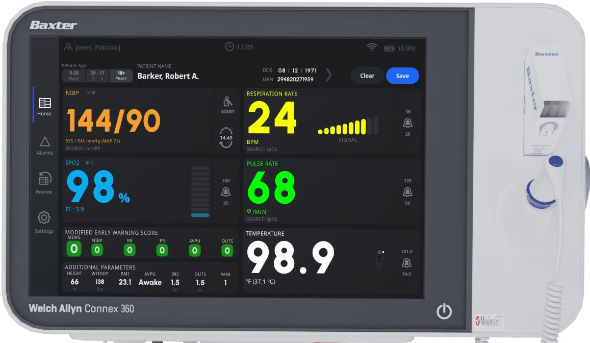 Baxter Connex 360 Vital Signs Monitor w/ Masimo SpO2 + RRp