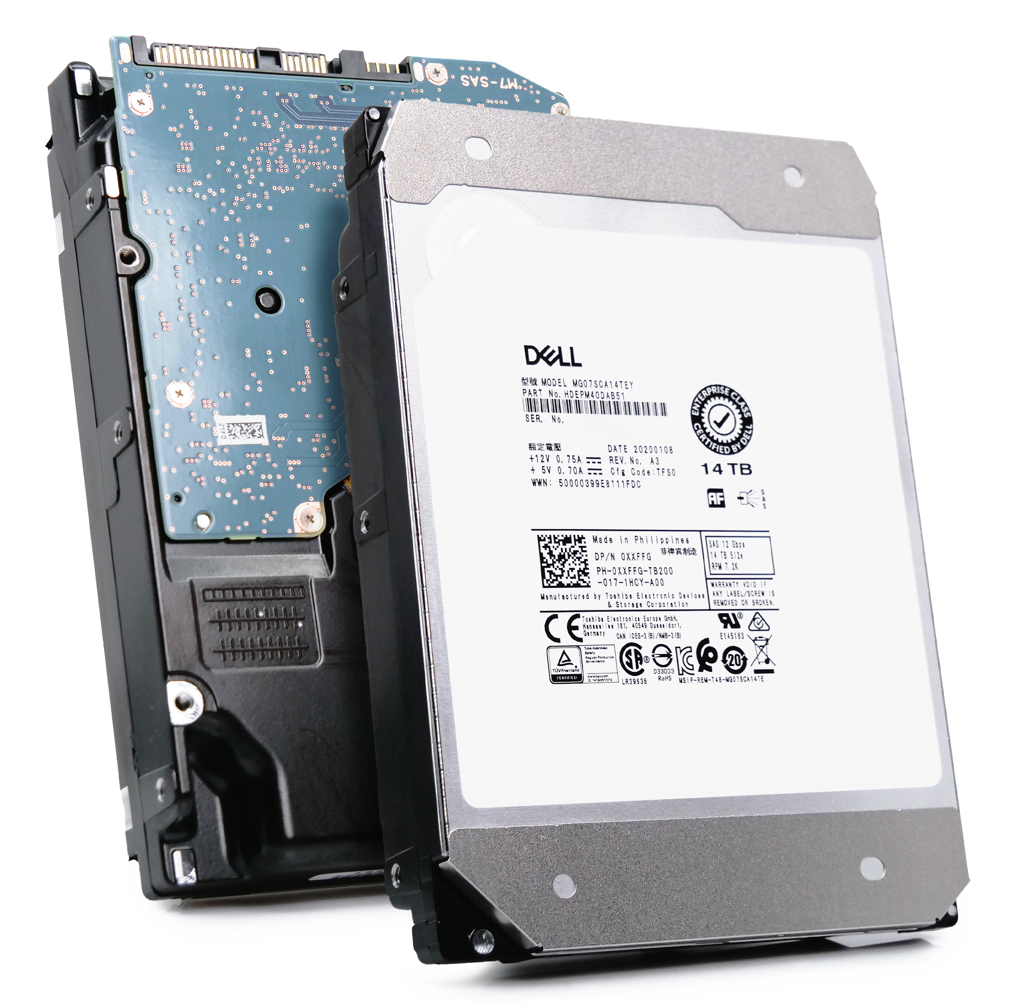 Dell/Toshiba MG07 MG07SCA14TEY HDEPM40DAB51 14TB 7.2K RPM SAS 12Gb/s 512e 3.5in Hard Drive