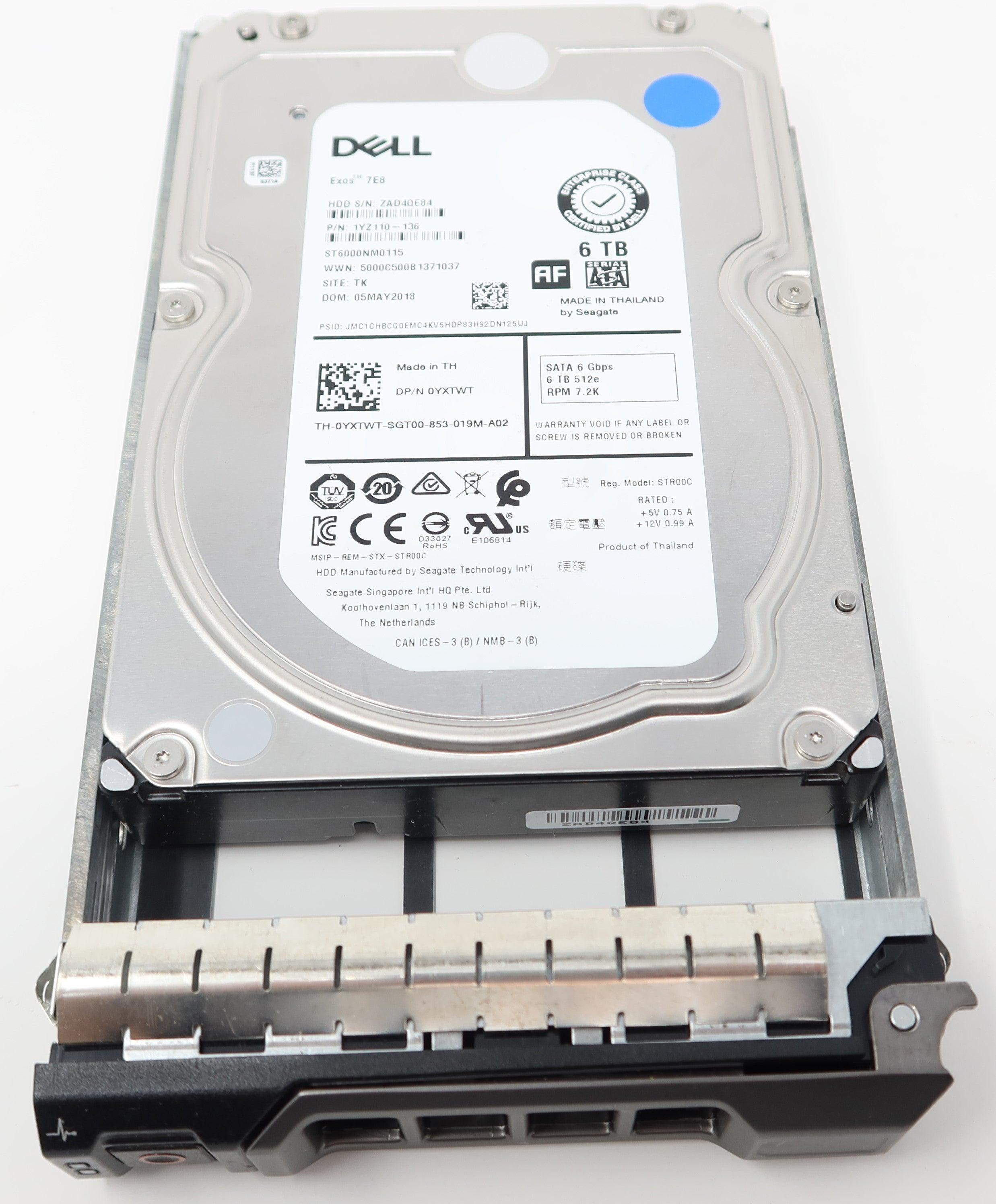 YXTWT ST6000NM0115 DELL 6TB 7.2K 6G 3.5" SATA Enterprise Hard Drive