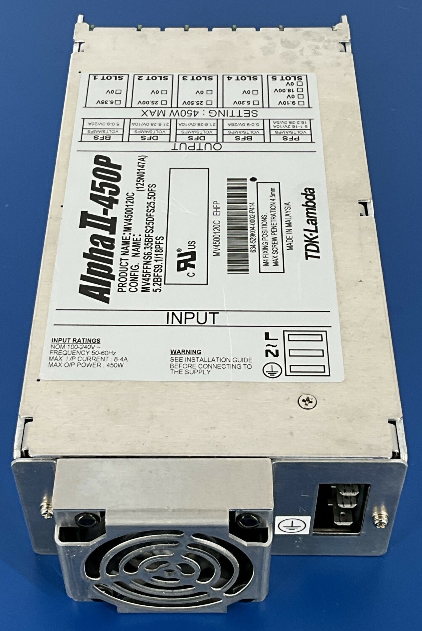 ALPHA II-450P POWER SUPPLY (MV4500120C/125N0147A TDK-LAMBDA