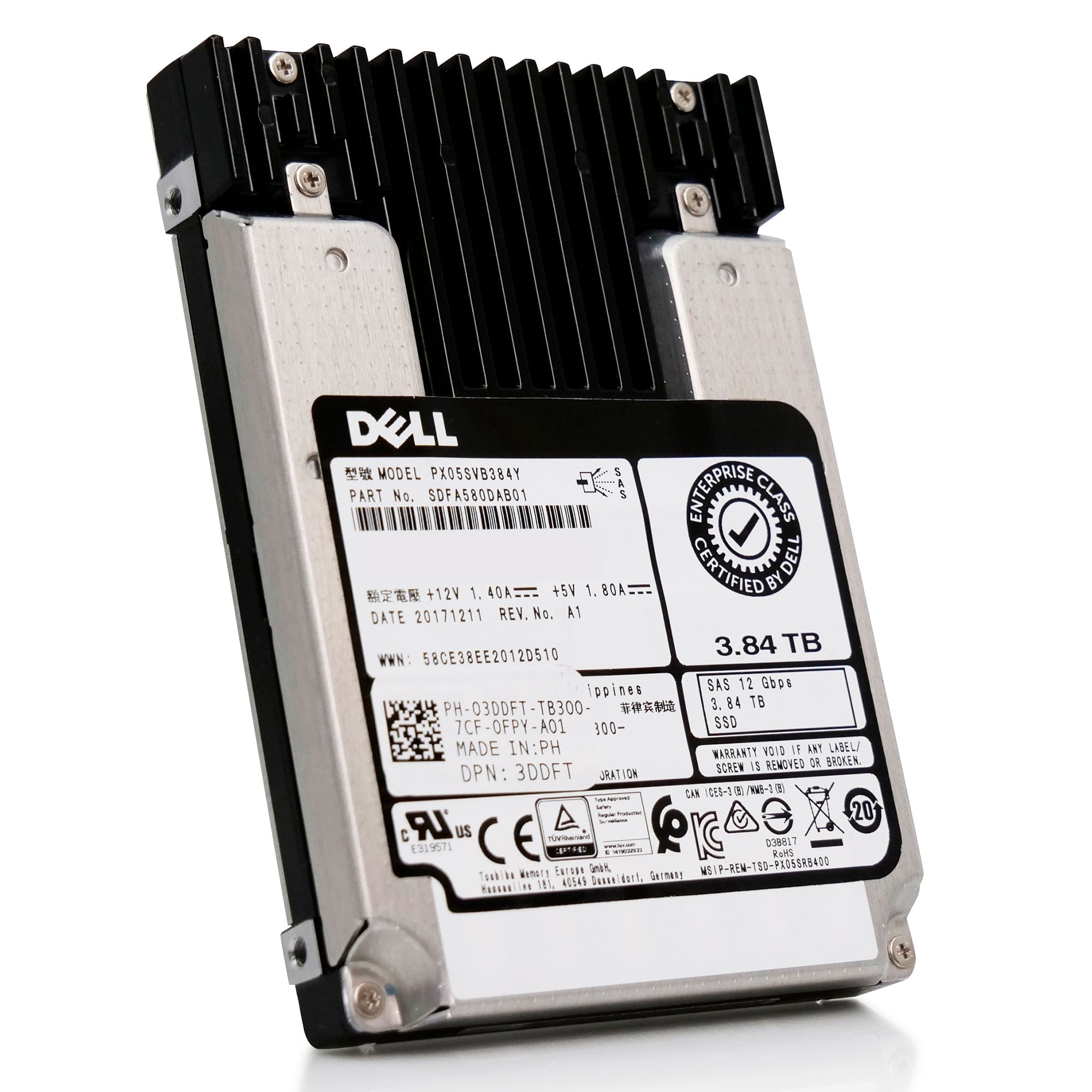 Kioxia Enterprise SSD PX05SVB384Y 3.84TB 3 DWPD SAS-3 12Gb/s MLC 2.5in Refurbished SSD