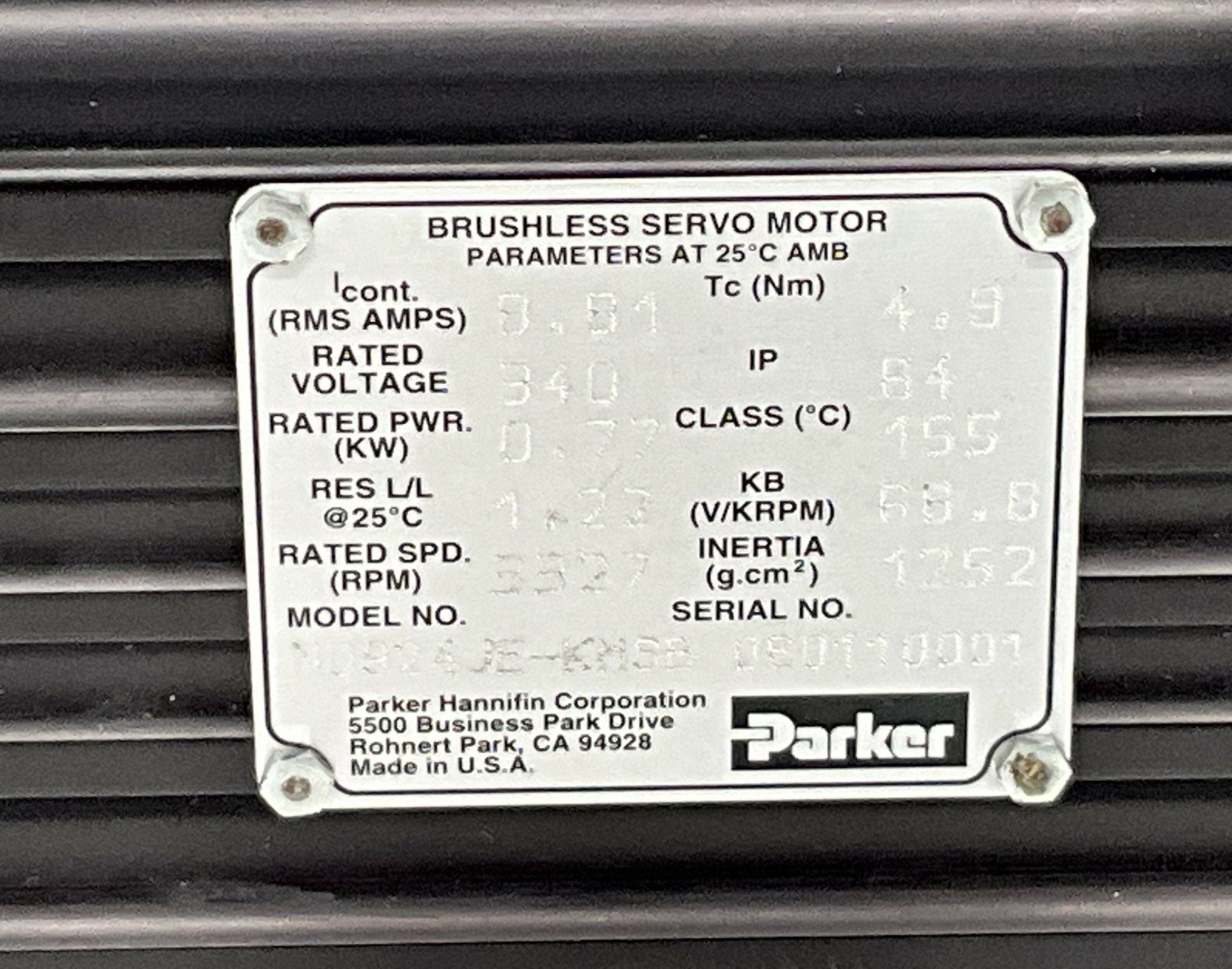 BRUSHLESS SERVO MOTOR (N0924JE-KMSB SIEMENS/PARKER