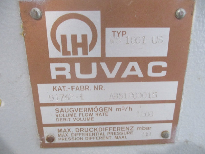 LEYBOLD-HERAEUS WS1001US 91742-1 230/400V 15.7/9.1A UNMP