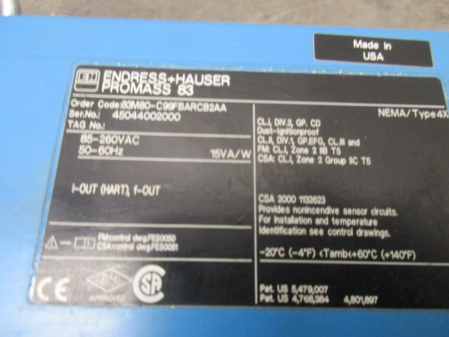 ENDRESS+HAUSER 83M80-C99FBARCB2AA 85-260VAC 1500PSI NSNP