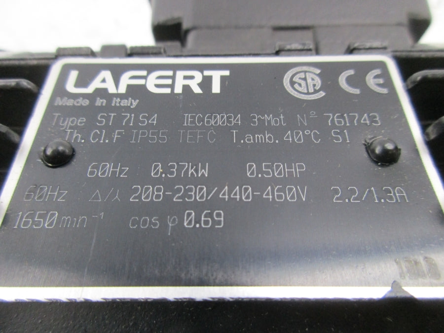 LAFERT ST71S4 SITI MI50FPL10 208-230/440-460V 2.2/1.3A (AS PICTURED) NSMP