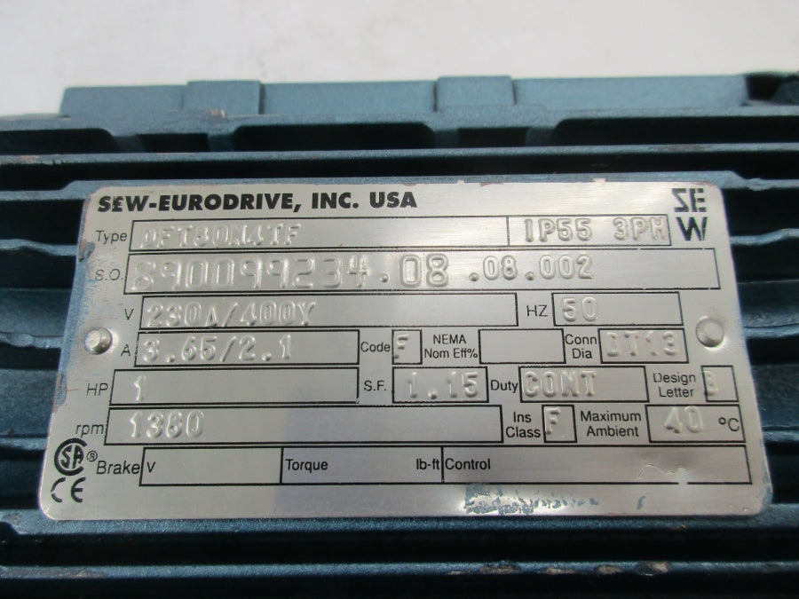 SEW-EURODRIVE SA37DT80N4TF 230/400V 3.65/2.1A NSNP