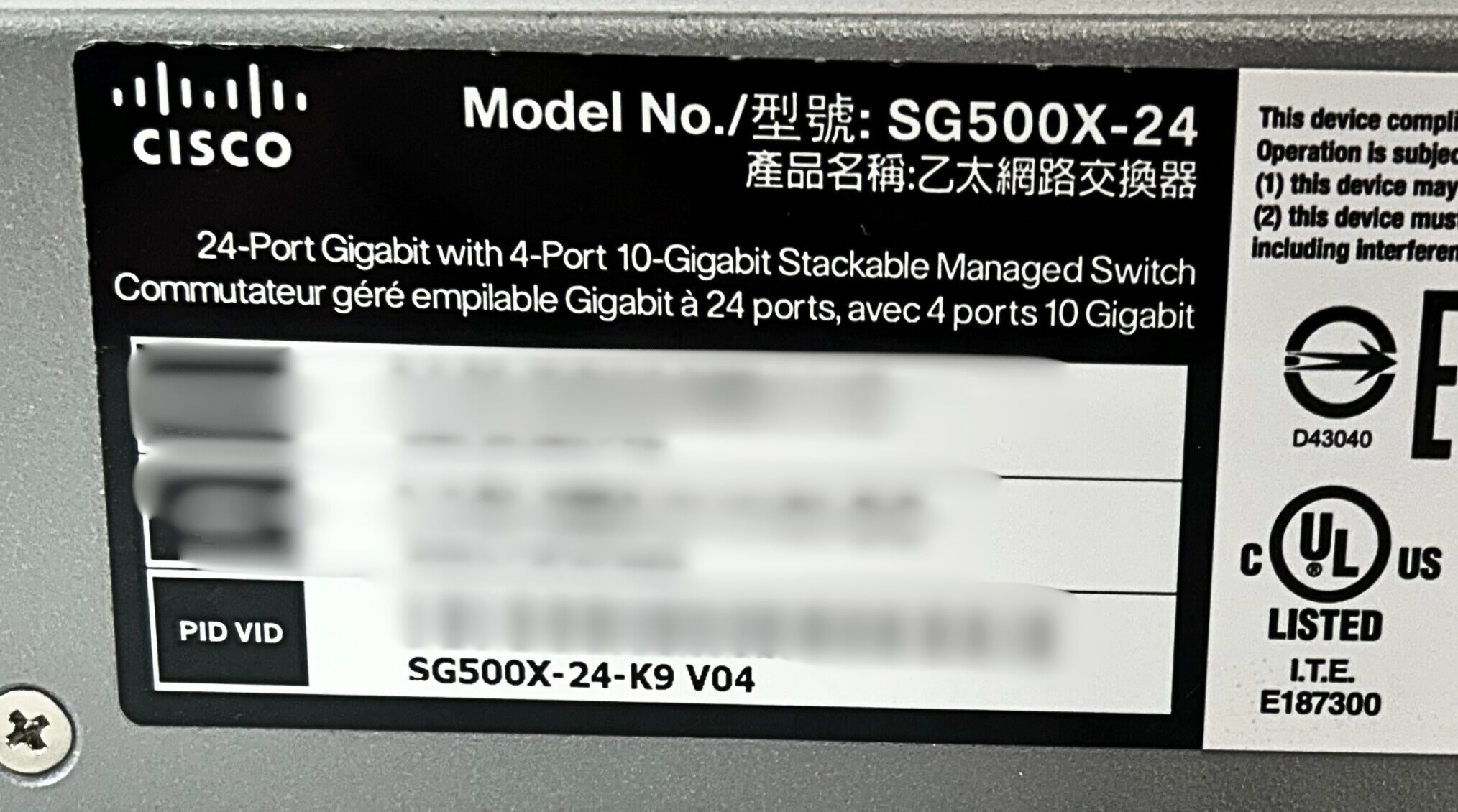 Cisco SG500X-24-K9 Cisco SG500X-24 24-Port GigEthernet Switch w/ 10G u