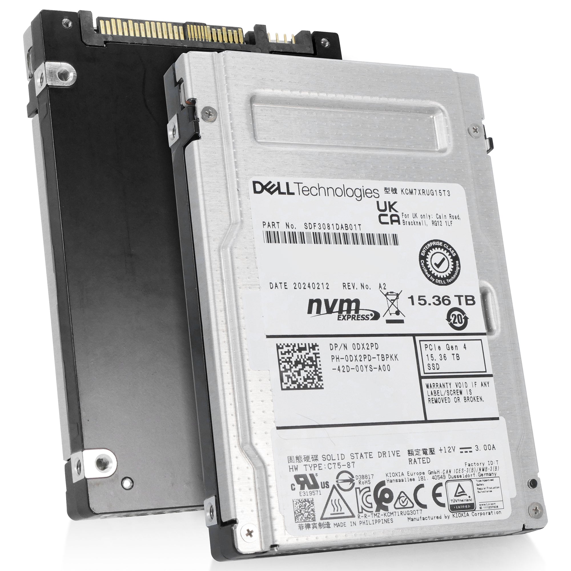 Dell/Kioxia CM7-R KCM7XRUG15T3 15.36TB 1 DWPD PCIe Gen 4.0 x4 8GB/s U.2 NVMe 2.5in SSD