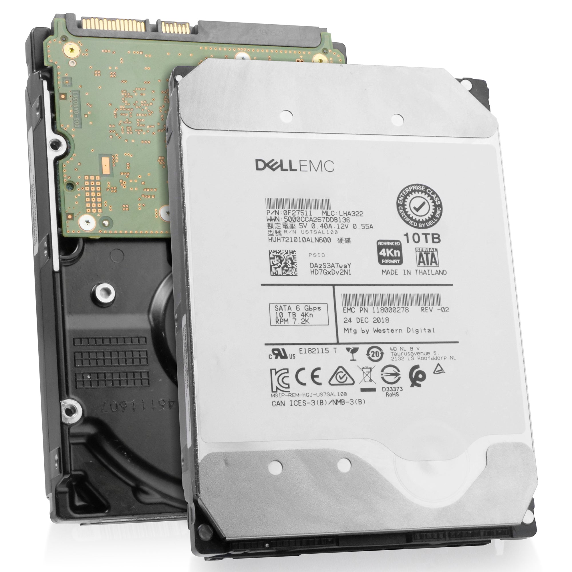 Dell/Western Digital Ultrastar DC HC510 HUH721010ALN600 0F27511 10TB 7.2K RPM SATA 6Gb/s 4Kn 3.5in Refurbished HDD