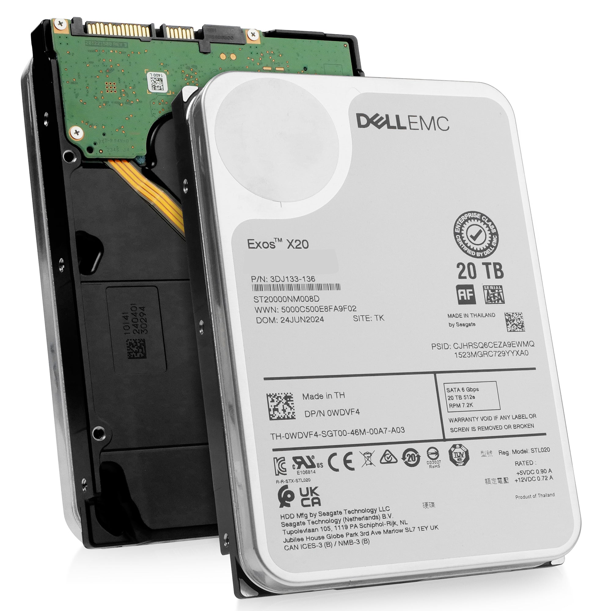 Dell/Seagate Exos X20 ST20000NM008D 20TB 7.2K RPM SATA 6Gb/s 512e 3.5in Hard Drive