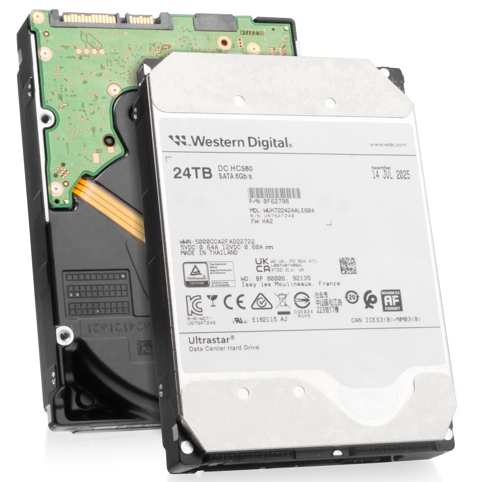 Western Digital Ultrastar DC HC580 WUH722424ALE604 0F62798 24TB 7.2K RPM SATA 6Gb/s 512e 3.5in Recertified Hard Drive