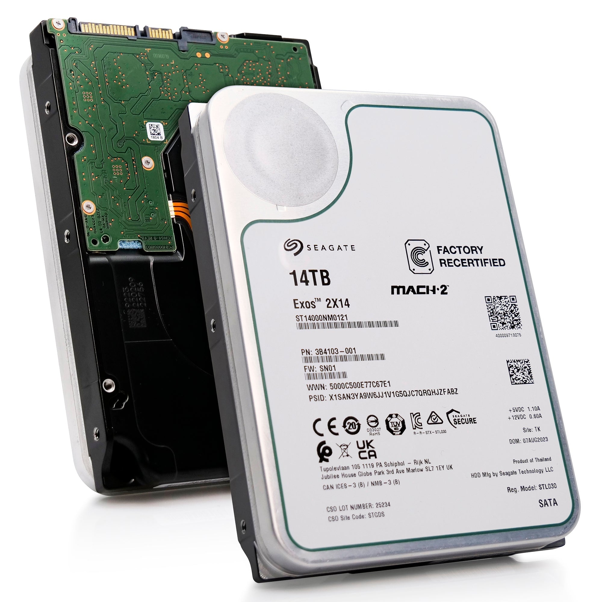 Seagate Exos 2X14 ST14000NM0121 14TB 7.2K RPM SATA 6Gb/s 512e 3.5in Recertified Hard Drive