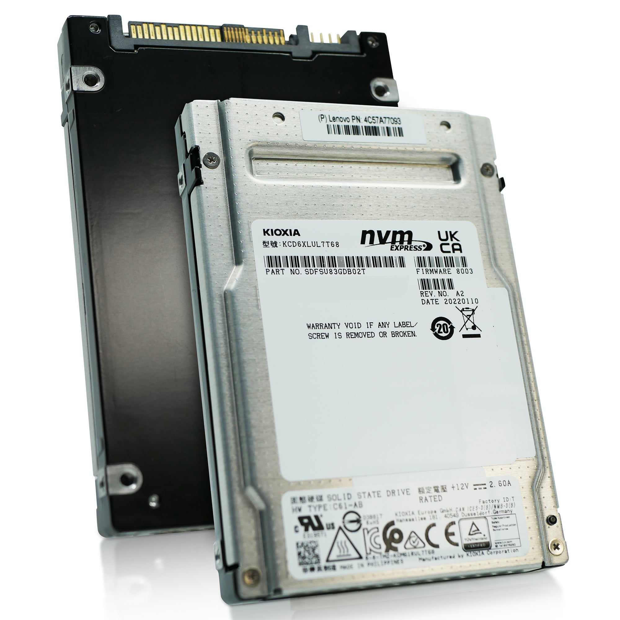 Kioxia CD6-R KCD6XLUL7T68 7.68TB 1 DWPD PCIe Gen 4.0 x4 8GB/s U.3 NVMe 2.5in Solid State Drive