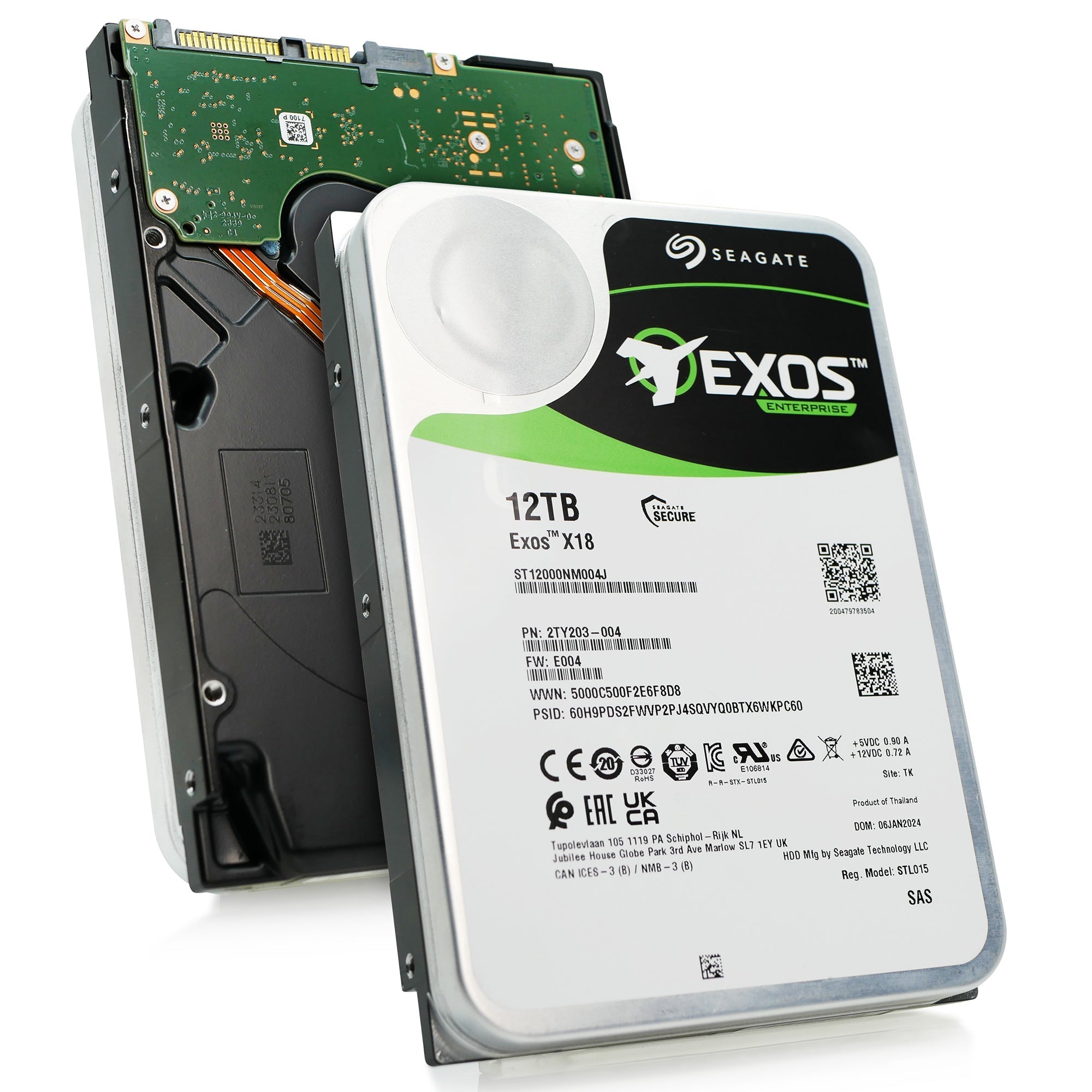 Seagate Exos X18 ST12000NM004J 12TB 7.2K RPM SAS 12Gb/s 512e 3.5in Hard Drive