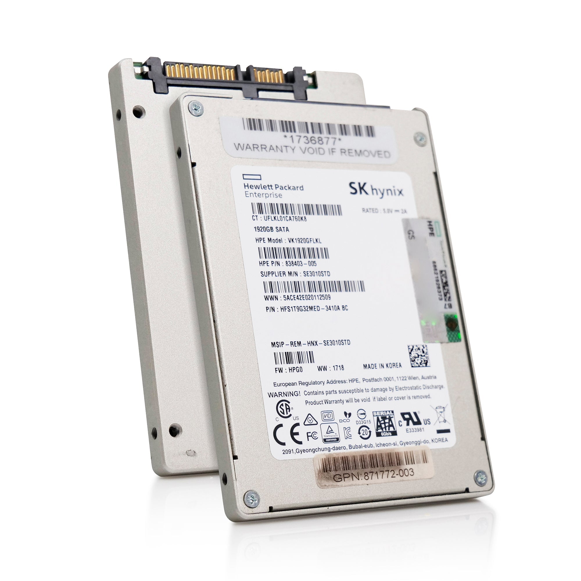 HP VK1920GFLKL 1.92TB SATA 6Gb/s 3D TLC 2.5in Refurbished SSD
