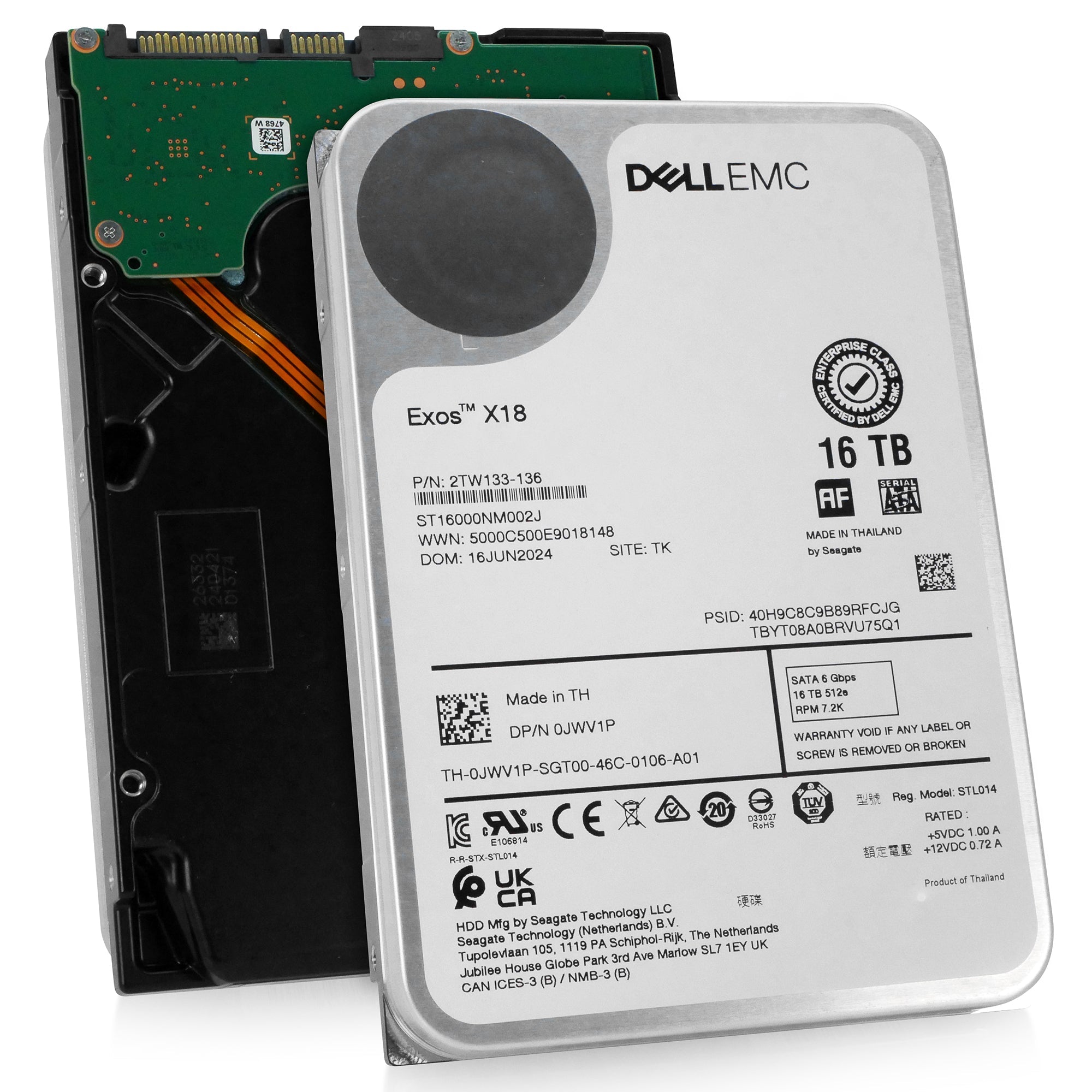 Dell/Seagate Exos X18 ST16000NM002J 16TB 7.2K RPM SATA 6Gb/s 512e 3.5in Hard Drive