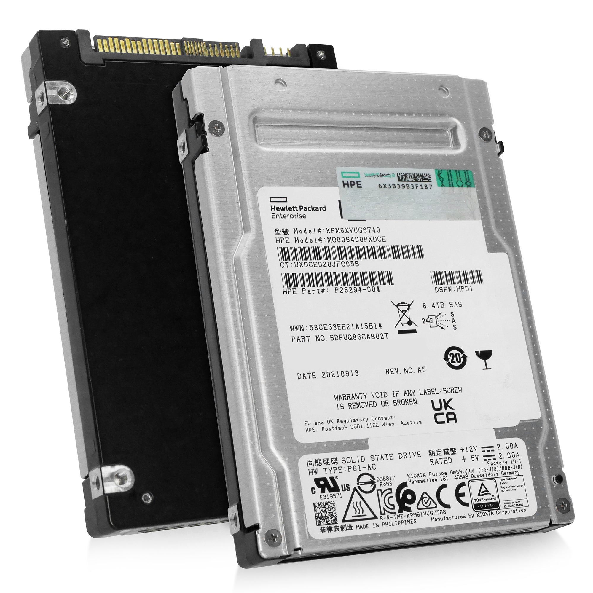 HP/Kioxia PM6-V KPM6XVUG6T40 6.4TB 3 DWPD SAS-4 24Gb/s 3D TLC 2.5in Solid State Drive
