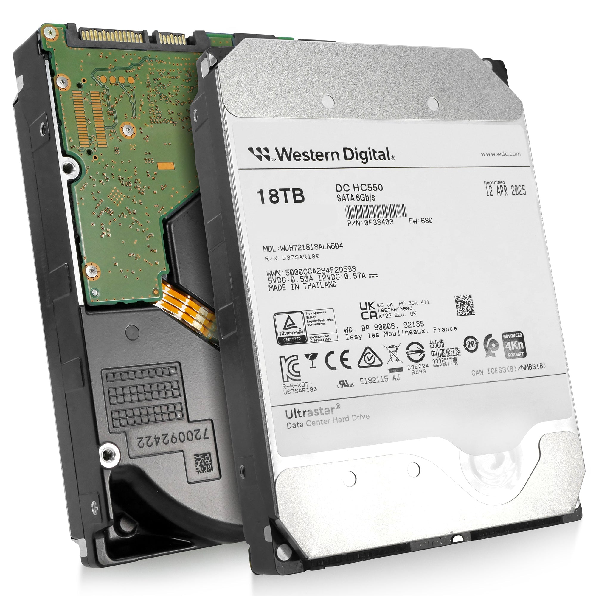 Western Digital Ultrastar DC HC550 WUH721818ALN604 0F38403 18TB 7.2K RPM SATA 6Gb/s 4Kn 3.5in Hard Drive