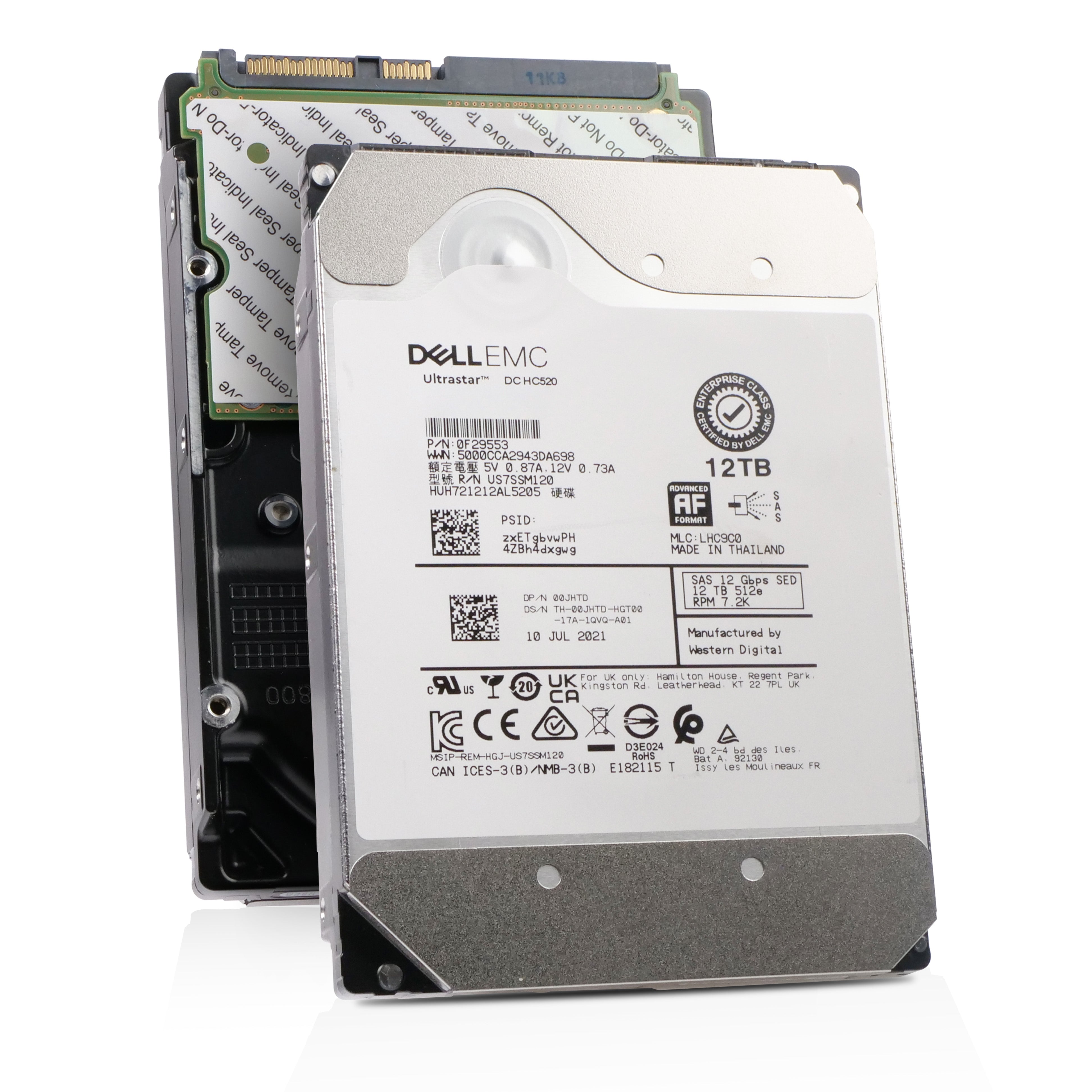 Dell/Western Digital Ultrastar DC HC520 HUH721212AL5205 0F29553 12TB 7.2K RPM SAS 12Gb/s 512e 256MB 3.5in Refurbished HDD
