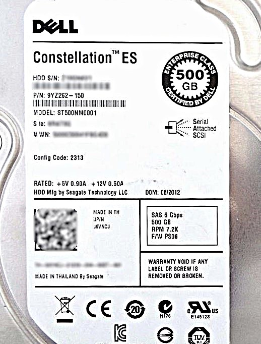 Dell 06VNCJ 500GB 7.2K SAS 3.5" 6G