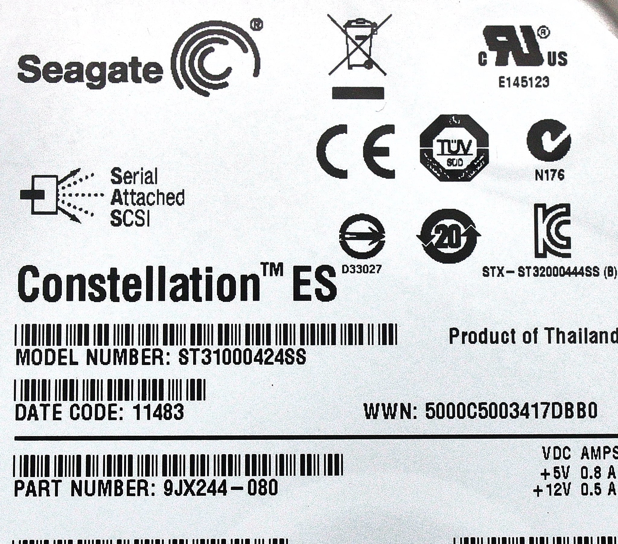 Dell 9JX244-080 1TB 7.2K SAS 3.5 6G SGT COMPELLENT