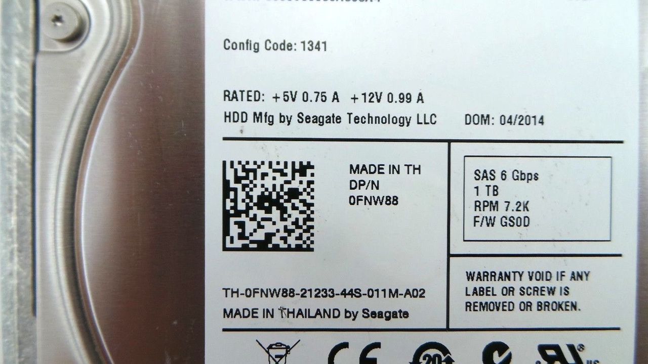 Dell FNW88 1TB 7.2K SAS 3.5" 6G
