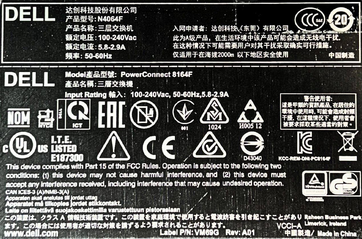 Dell N4064F 48X10G SFP+ 2X40G QSFP Ethernet Switch