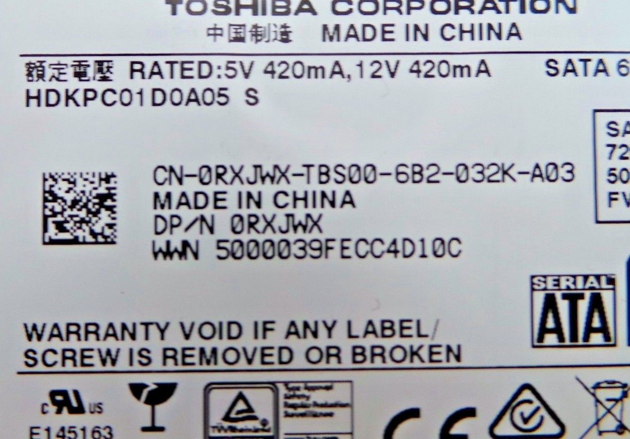 Dell RXJWX 500GB 7.2K SATA 3.5" 6G