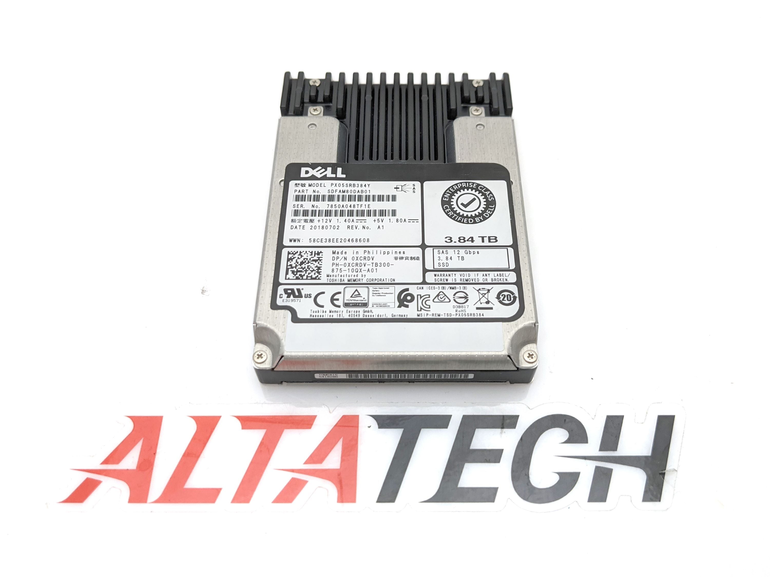 Dell SDFAM80DAB01 3.84TB SSD SAS 2.5 12G RI PN XCRDV