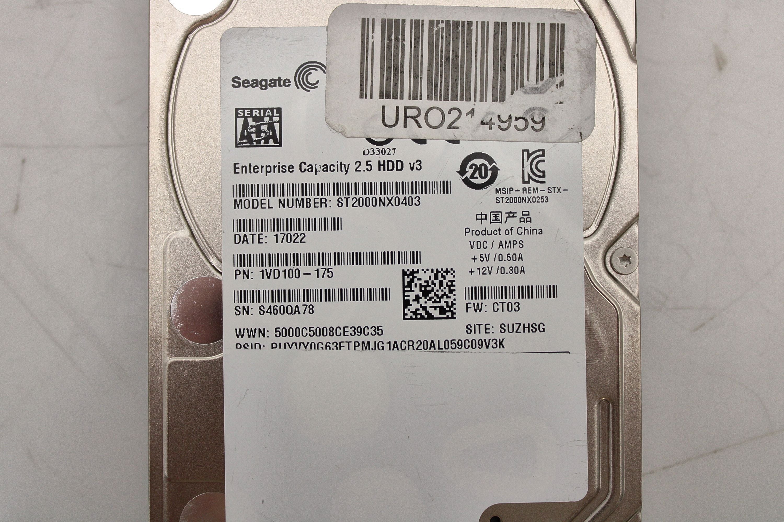 Dell ST2000NX0403 2TB 7.2K SATA 2.5 6G EP ST2000NX0403 / 1VD100-135