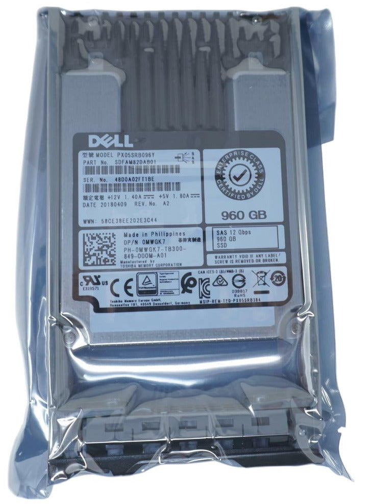 MWGK7 Dell 960GB 2.5" SAS 12G MLC RI SSD PX05SRB096Y SDFAM82DAB01