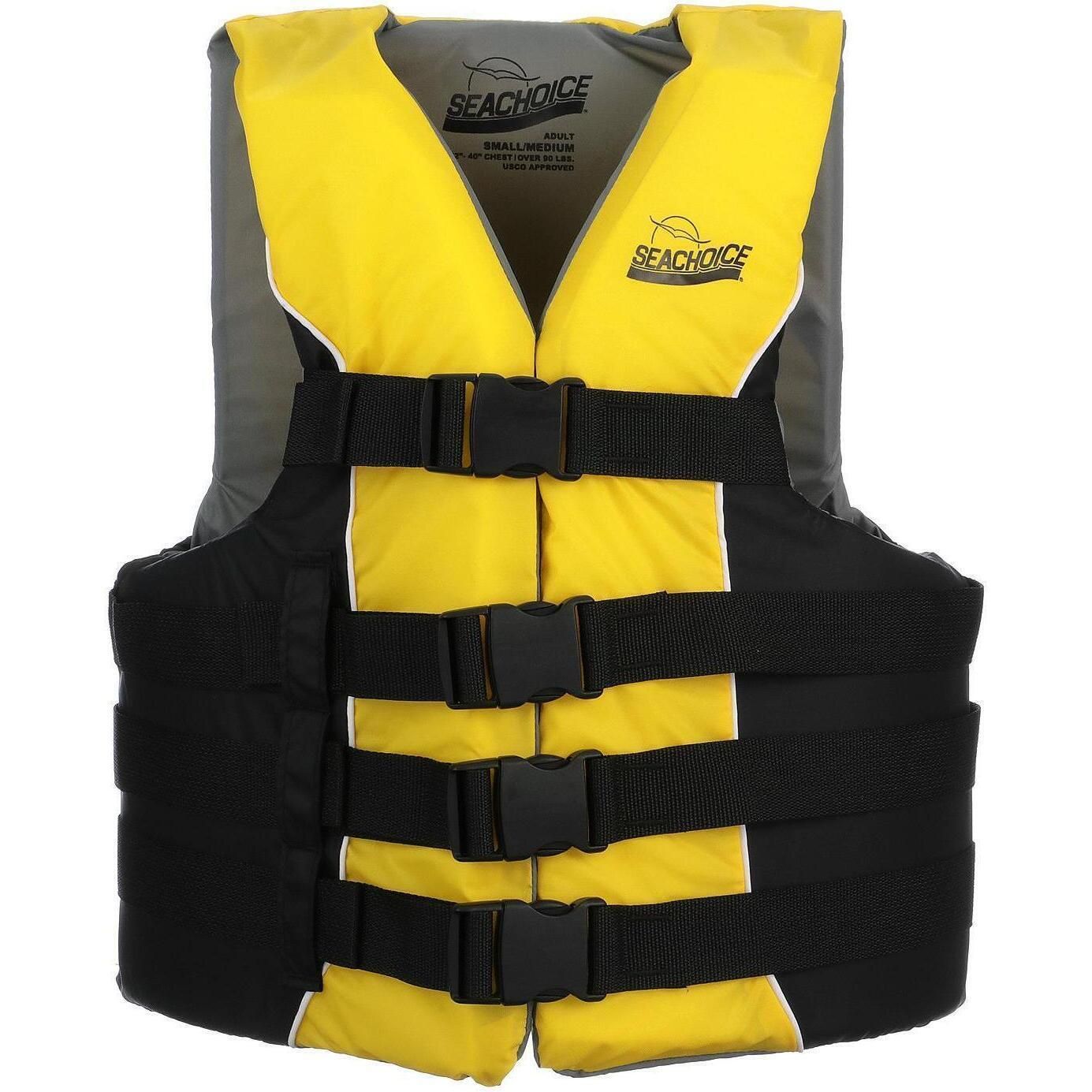 Seachoice 86410 Deluxe 4-Belt Ski Vest Yellow/Black, Sm/Md