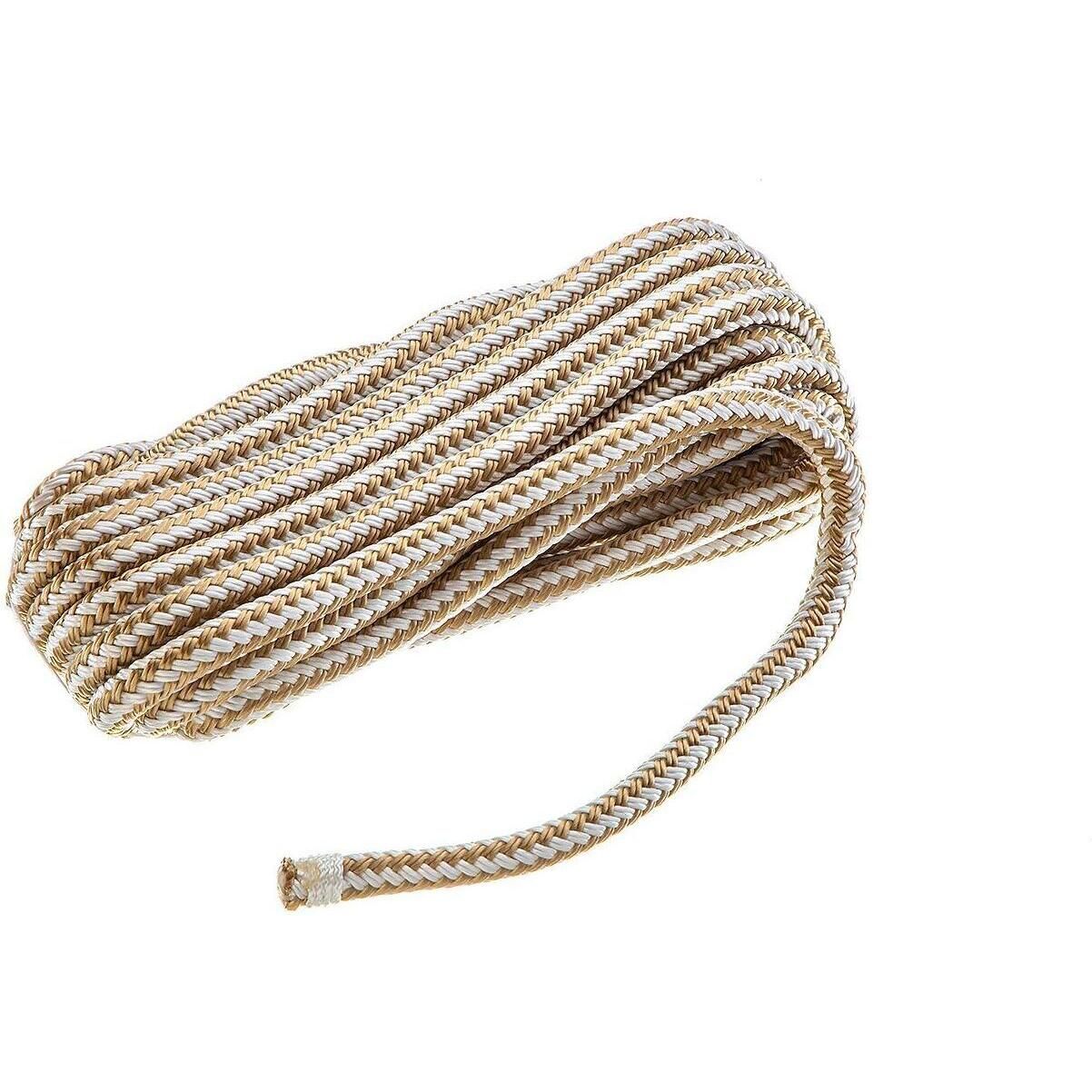 Seachoice Double-Braid Nylon Dock Line w/ Eye Splice, Pre-Shrunk, Heat Stabilized, 3/8 In. X 25 Ft., Gold White