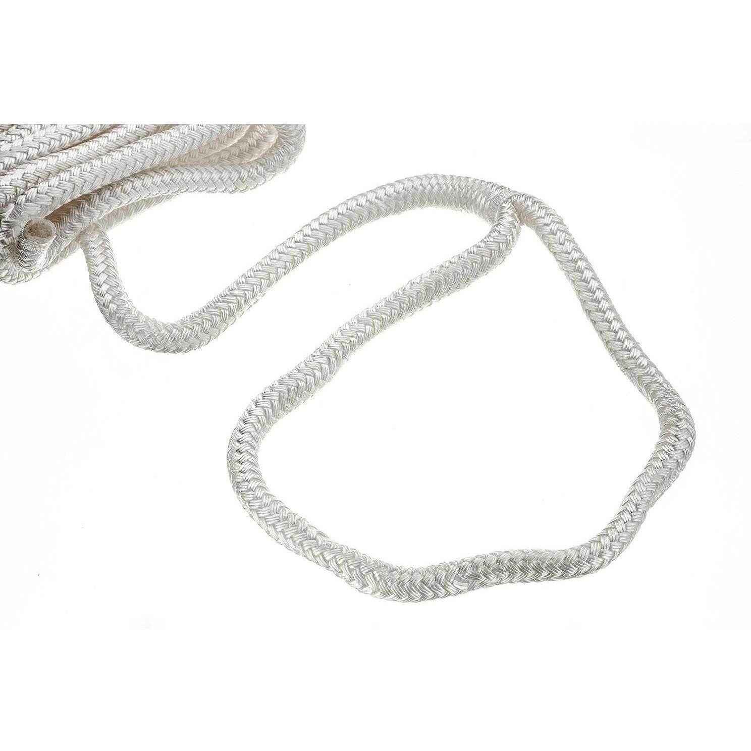 Seachoice 46951 Double-Braid Nylon Dock Line w/ Eye Splice, Pre-Shrunk, Heat Stabilized, 5/8 In. X 30 Ft., White