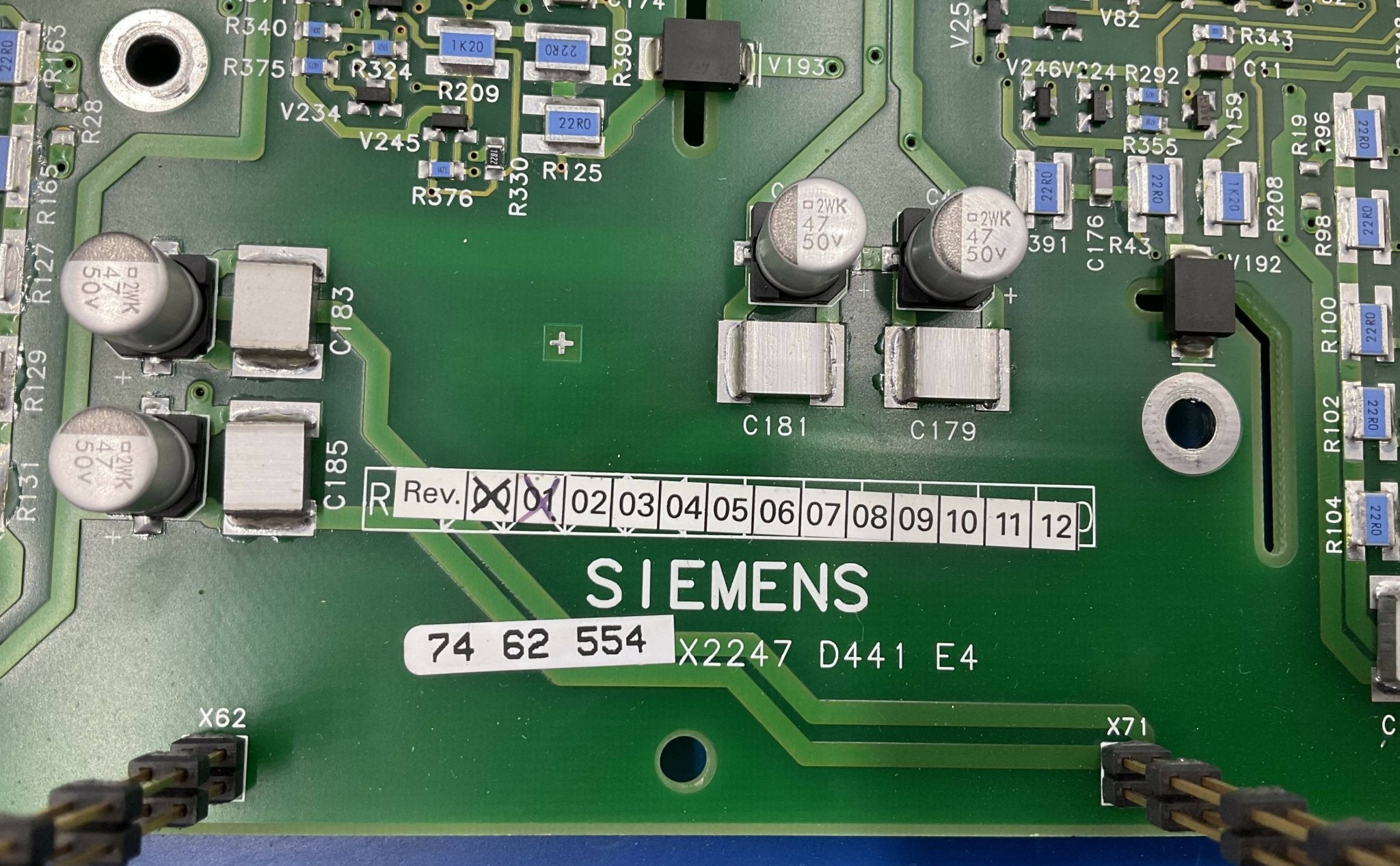 Siemens 7462554 - E-Box Control Board D441 CT PCB Rear View | Alo Tech Solutions
