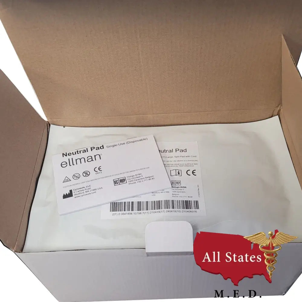 Ellman RF Electrosurgical Large Neutral Pads w/ Cord IEC-NPD 25 Box