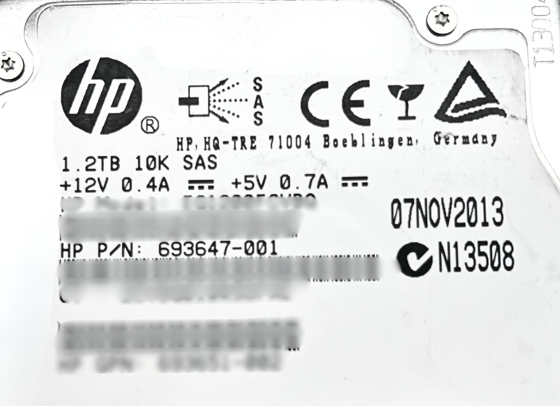 HP 693647-001 1.2TB 6G 10K SFF SAS HDD