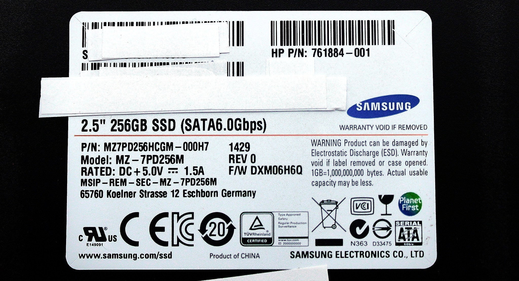 HP 761884-001 256GB SSD SATA 2.5 6G OPAL 2.0