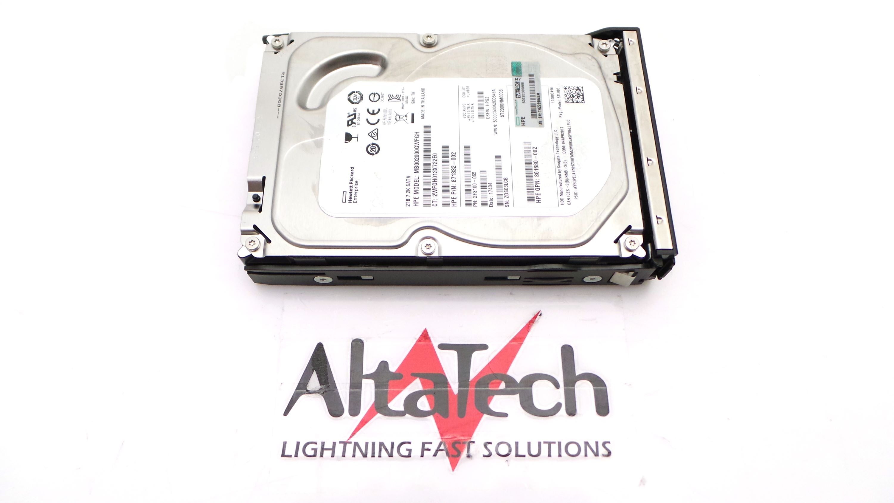 HP 862132-001 2TB 7.2K 3.5 6G SATA LP HDD