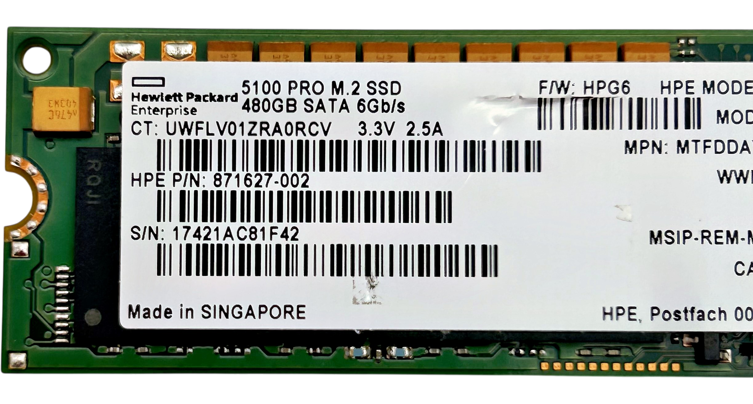 HP 871627-002 480GB SATA 6G MU M.2 2280 SSD