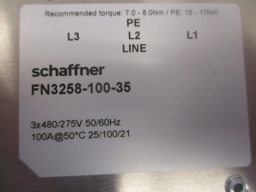 SCHAFFNER FN3258-100-35 480/275V 100A NSNP