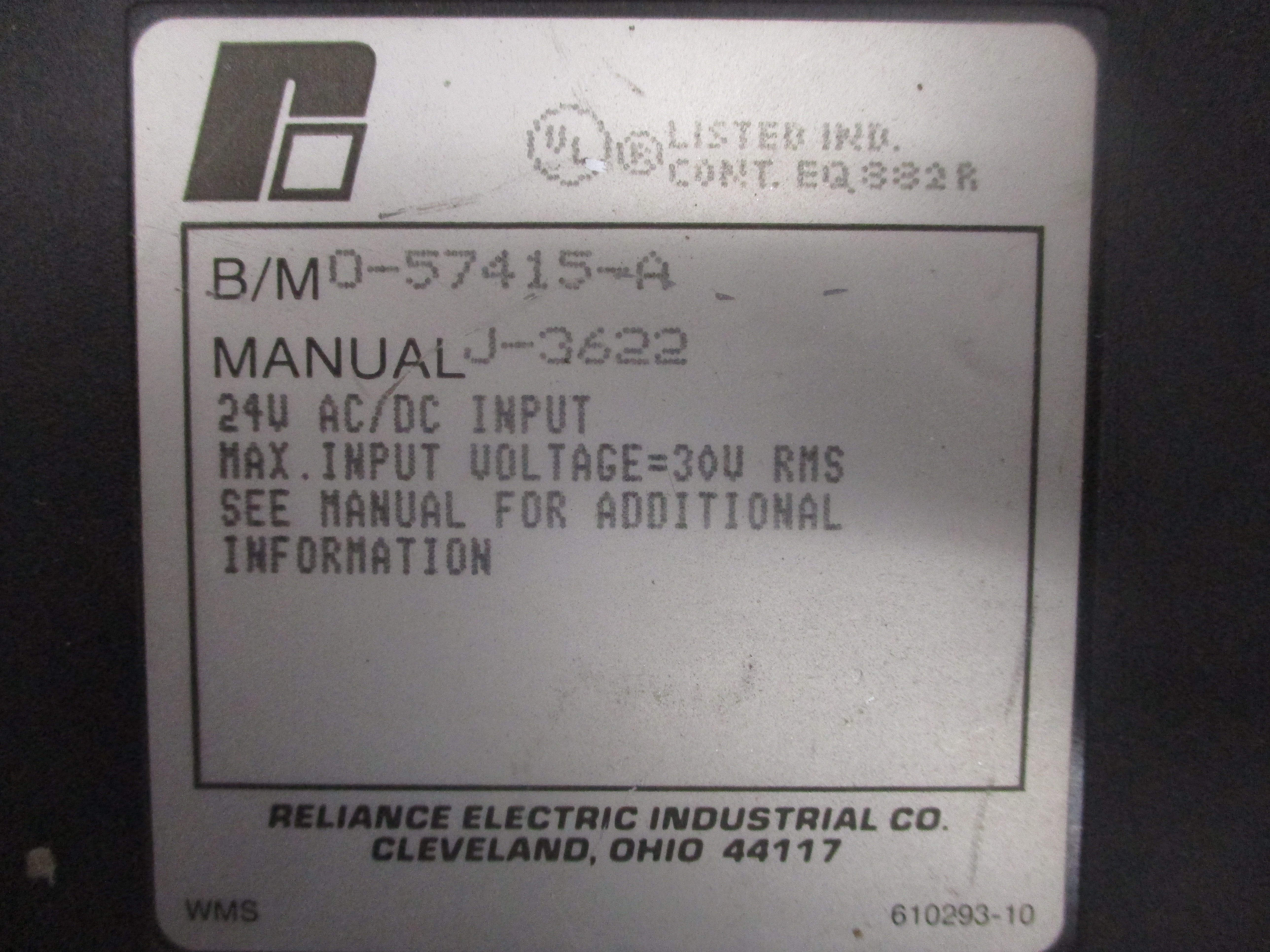 RELIANCE ELECTRIC 0-57415-A 24VAC/DC UNMP