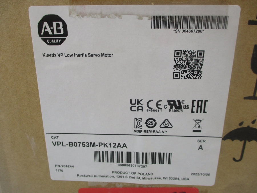 ALLEN BRADLEY VPL-B0753M-PK12AA SER. A 480V NSMP