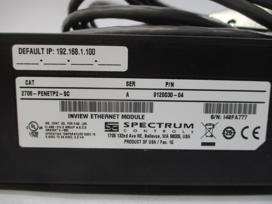 SPECTRUM CONTROLS 2706-PENETP2-SC 9120030-04 SER. A 9.6-28.8VDC NSMP