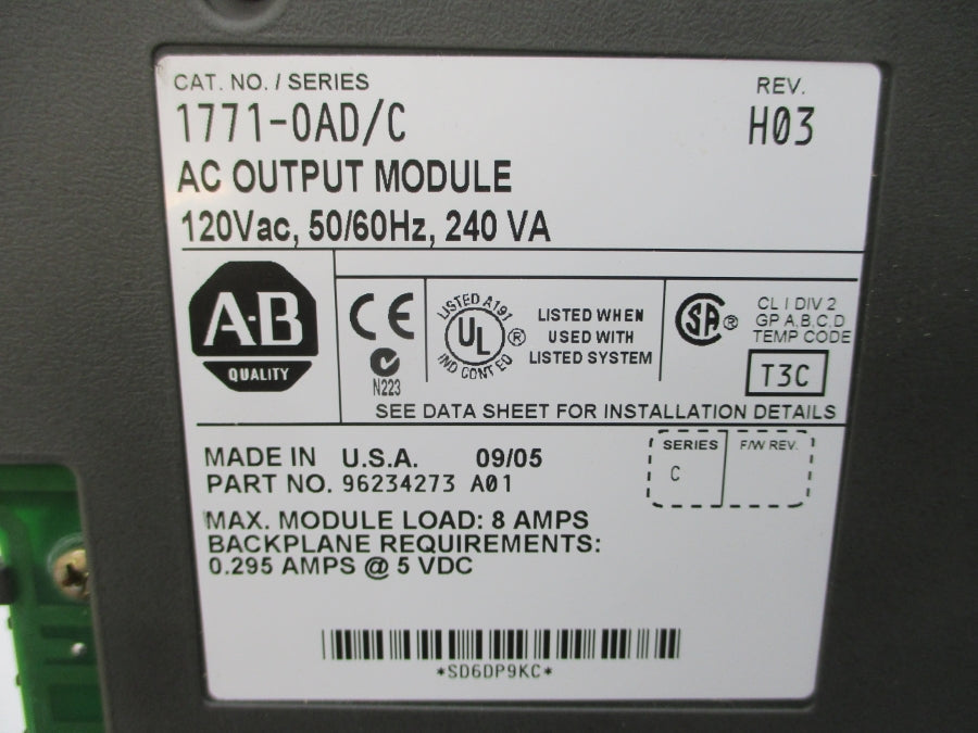 ALLEN BRADLEY 1771-OAD SER. C 120VAC 8A REV. H03 NSMP
