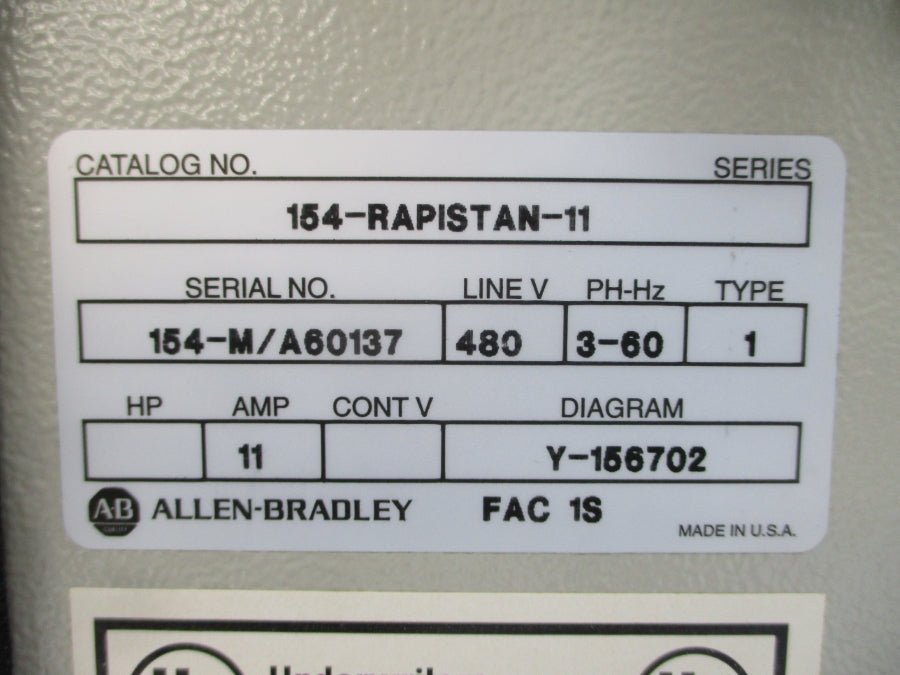ALLEN BRADLEY 154-RAPISTAN-11 480V 11A NSNP