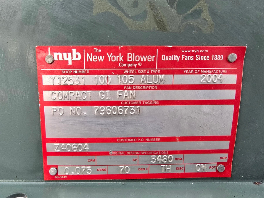 NEW YORK BLOWER 105 P56H1303H 208-230/460V 3.2-3.2/1.6A NSNP