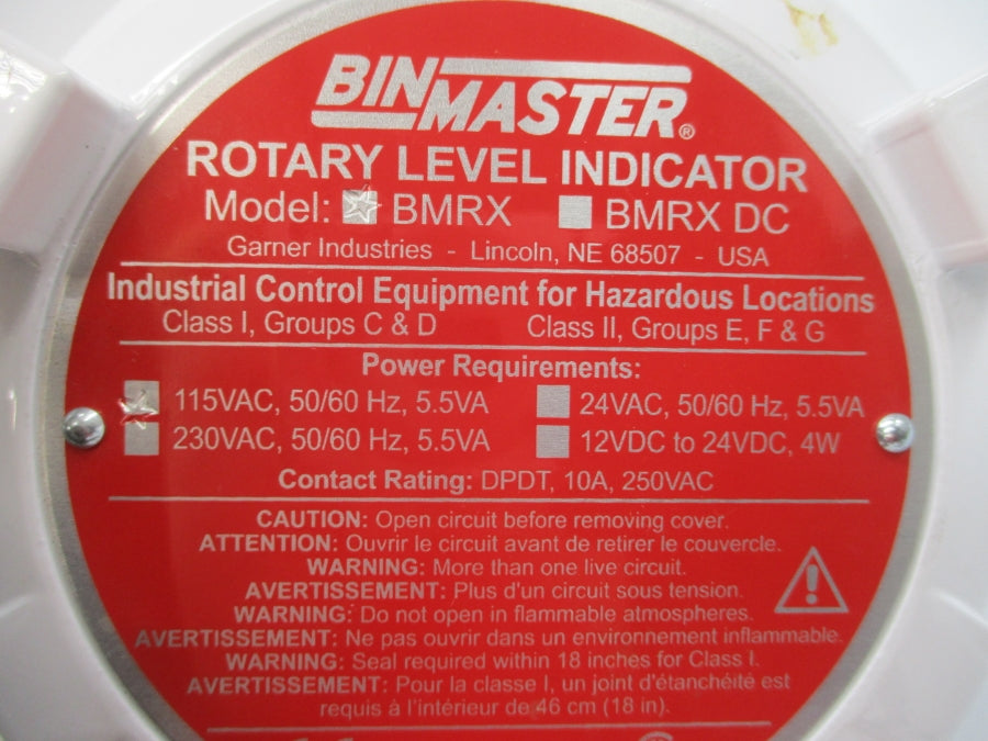 BINMASTER 730-0504 BMRX 115VAC 10A NSMP