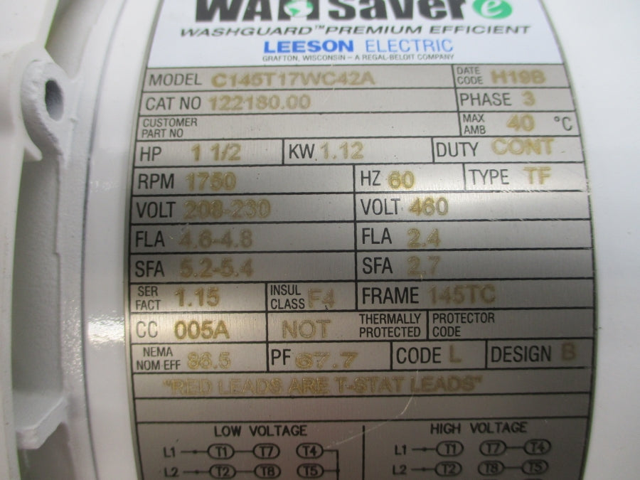 LEESON 122180.00 C145T17WC42A 208-230/460V 4.6-4.8/2.4A NSMP
